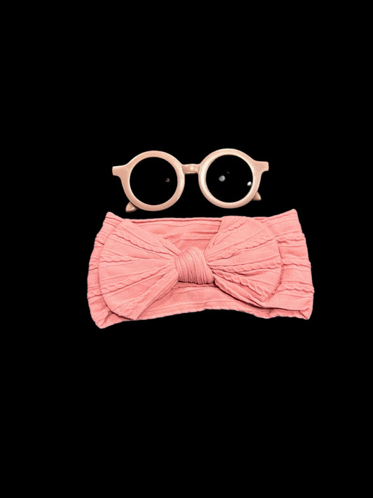 "Adorable Pink Set: Children's Headband and Sunglasses Combo!"