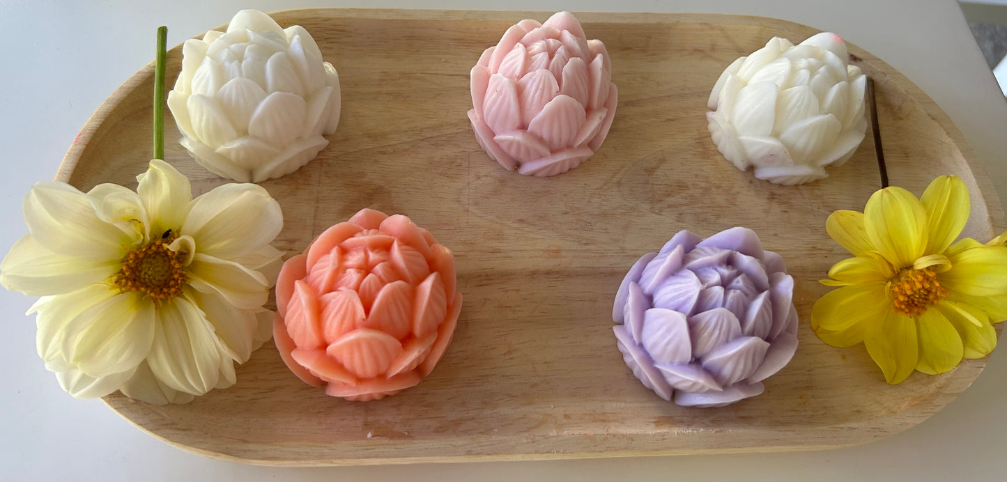 Elegant Handmade Lotus Flower Soaps: A Splash of Pastel Colors!