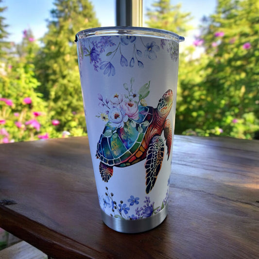 Oceanic Charm: Sea Turtle Stainless Steel Travel Mug