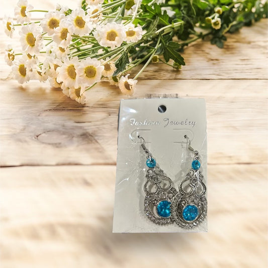 Stunning Aqua Blue Gem Silver Earrings: A Touch of Elegance!