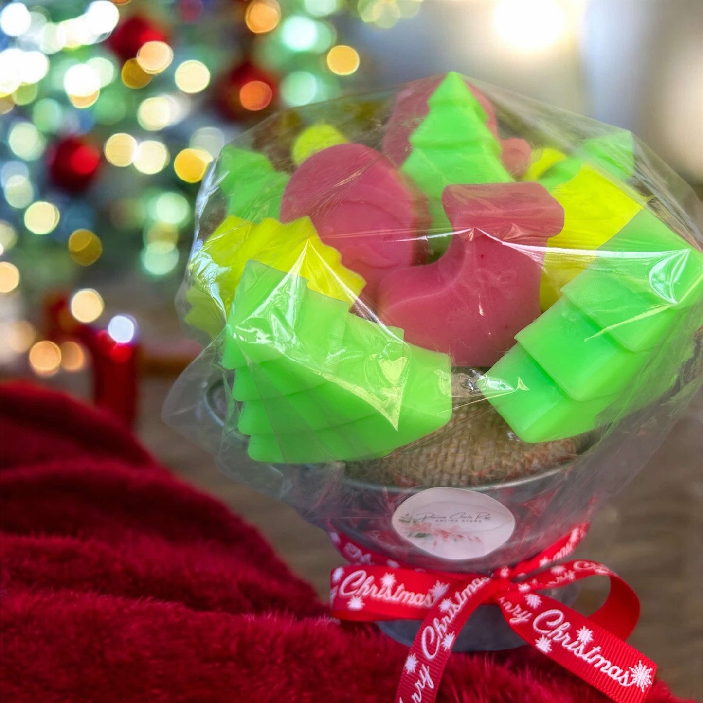 Customizable Christmas Shaped Soaps in a Festive Bucket