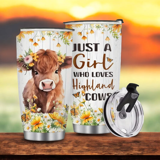 Chic Stainless Steel Travel Coffee Mug: For the Highland Cow Enthusiast!