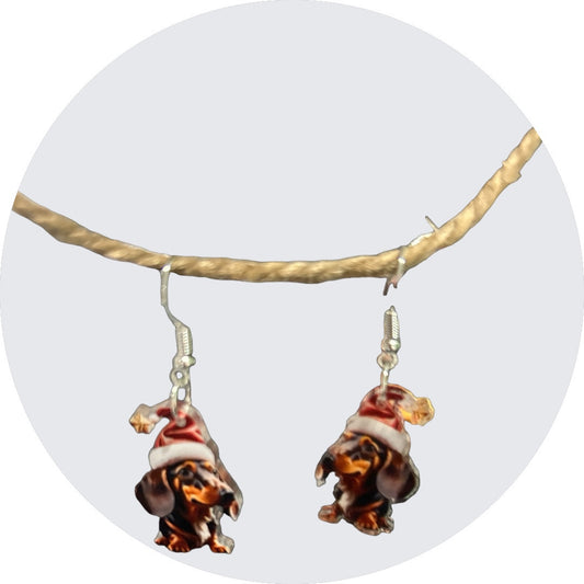 Adorable Dachshund Earrings: Festive Santa Hat Edition
(Chief Set)