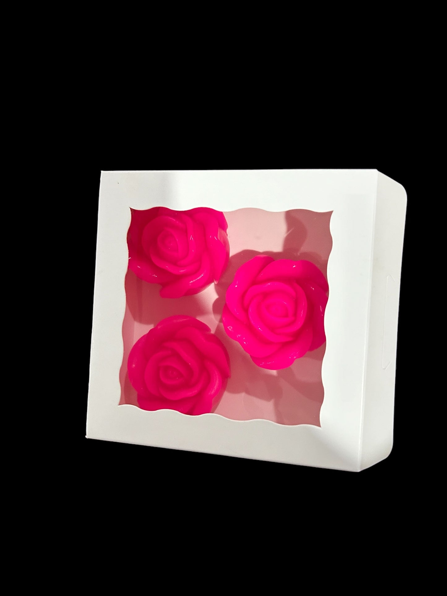 Vibrant Delight: Handmade Fluorescent Pink Rose Soap Box with Watermelon Scent