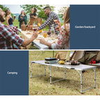 Weisshorn Folding Camping Table 240CM Portable Outdoor Picnic BBQ Aluminium Desk
