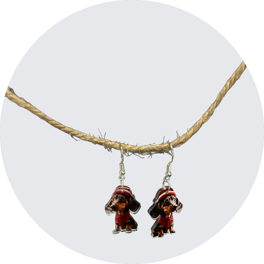 Adorable Dachshund Earrings: Festive Santa Hat Edition 2