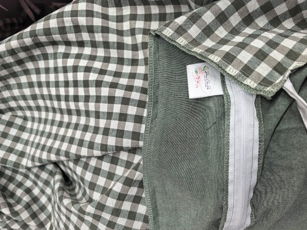 Bushland Retreat 300TC green gingham all-in-one zip caravan bunk bedding 