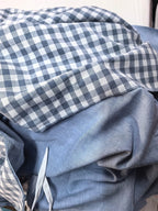 Coastal Retreat 300TC blue gingham all-in-one zip caravan bunk bedding set 